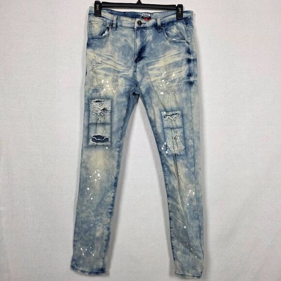 Rock Salt Bleach Wash Distressed Jeans Men’s 36 - Picture 1 of 10